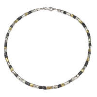 Joli Beau Multi Tube Silver Gold & Oxidised Necklace