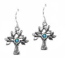 Joli Beau Silver Opalite Tree Of Life Hook Earring