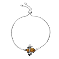 Joli Beau Cognac Baltic Amber Bee Slider Bracelet