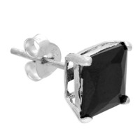 Joli Beau Mens Silver Single Black Cubic Zirconia Stud Earring